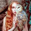 Stunning Girl With Owl Paint By Numbers