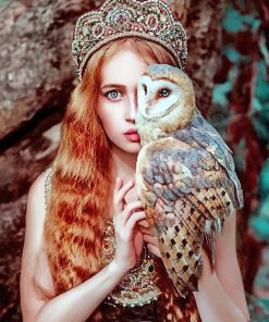 Stunning Girl With Owl Paint By Numbers