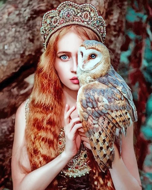 Stunning Girl With Owl Paint By Numbers