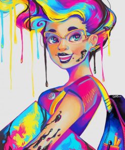 Colorful Splatter Girl Paint By Numbers