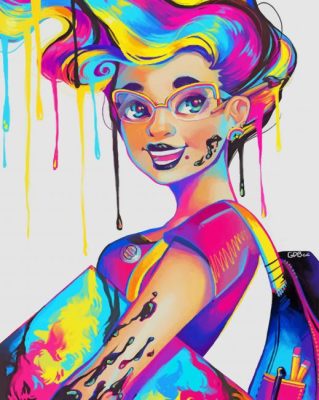 Colorful Splatter Girl Paint By Numbers