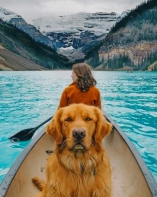 Dog And His Owner In A Boat Paint By Numbers