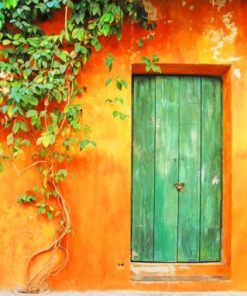 Green Vintage Door Paint By Numbers