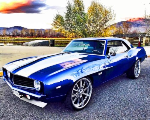 Blue Camaro Car paint by numbers