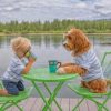 Boy Drinking Coffee With His Puppy Paint By Numbers