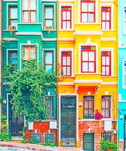 Colorful Houses Art Paint By Numbers