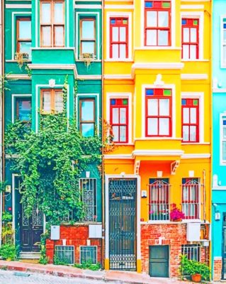 Colorful Houses Art Paint By Numbers