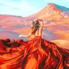 Lady Wearing Flowy Dress In Desert paint by numbers