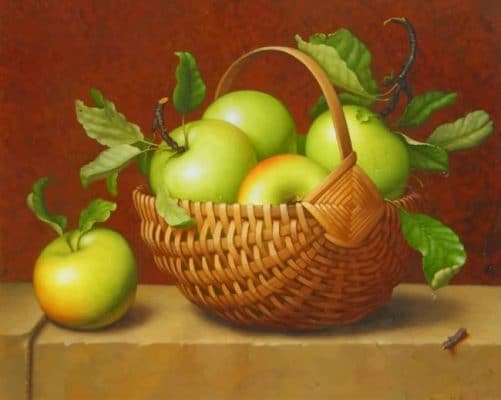 Aesthetic Green Apples In A Basket paint by numbers