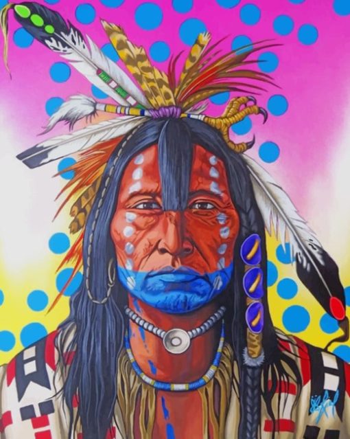 Colorful Amerindian Man paint by numbers