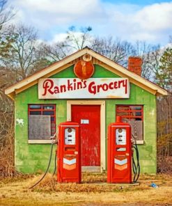 Old Gas Station Paint by numbers