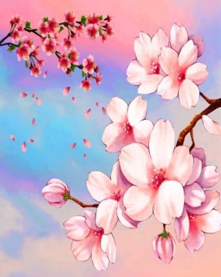 Pink Cherry Blossoms paint by numbers