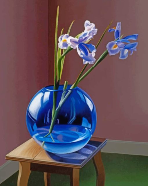 Blue Glass Plant Vase paint by numbers