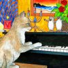 Cat playing Piano paint by numbers