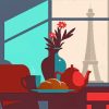 Aesthetic Parisian Breakfast paint by numbers