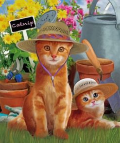 Cats Wearing Sunhats paint by numbers