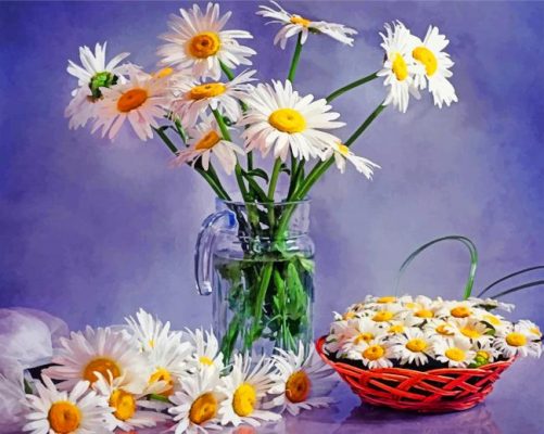 Daisies Vase Paint by numbers