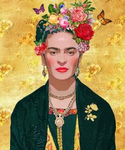 Frida With Flowers And Butterflies Paint by numbers