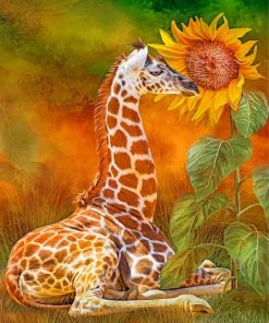 Giraffe And Sunflower Paint by numbers