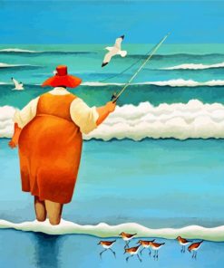 Fat Woman Fishing Paint by numbers