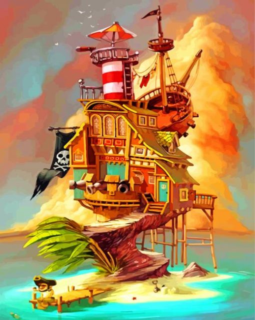 Pirate Ship House Paint by numbers