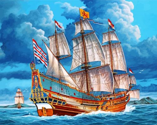 Sail Ship In Sea Paint by numbers