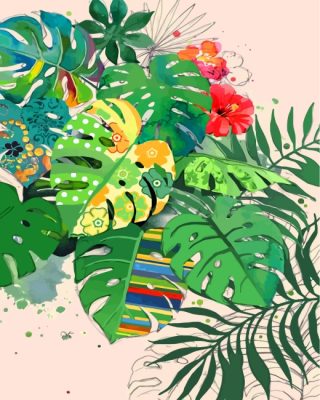 Tropical Leaves Paint by numbers