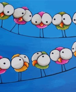 Cartoon Birds On Wire paint by numbers