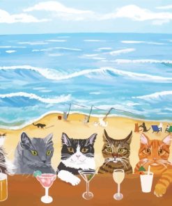 Cats In Beach Paint by numbers