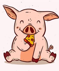 Little Pig Eating Pizza Paint by numbers