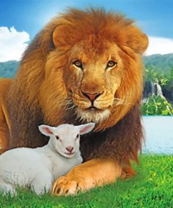 lion-and-lamb-in-paradise-paint-by-number