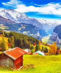 Autumn In Lauterbrunnen Village Paint By Number