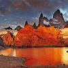 Fitz Roy Sunset Reflection Paint By Number