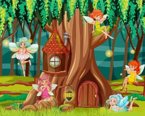 Fairies In Fantasy Forest Garden Paint By Number