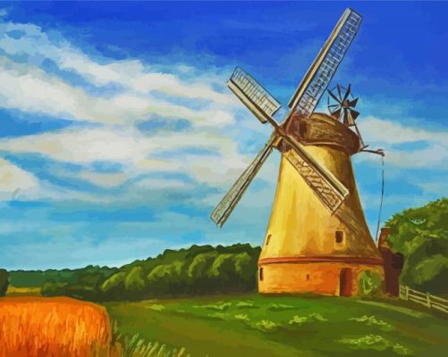 Old Abstract Windmills Paint By Numbers