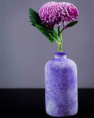 Purple Flower In Vase With Grey Background Paint By Numbers