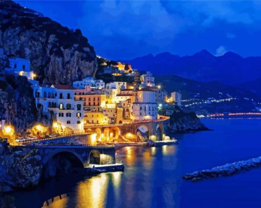 Amalfi Coast At Night Paint By Numbers