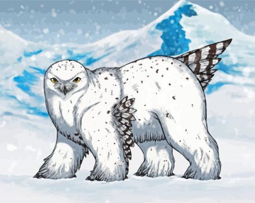 Baby Owl Bear In Snow Paint By Numbers