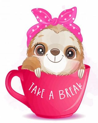 Baby Sloth In A Cup Paint By Numbers