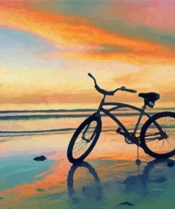 Beach Bike Sunset Time Paint By Numbers