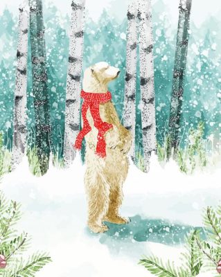 Bear In Snow Winter Paint By Numbers