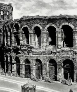 Black And White Verona Colosseum Paint By Numbers