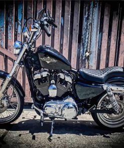 Black Harley 72 Motorcycle Paint By Numbers