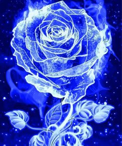 Blue Glowing Rose Paint By Numbers