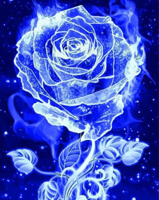 Blue Glowing Rose Paint By Numbers