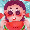 Cartoon Girl With Watermelon Paint By Numbers