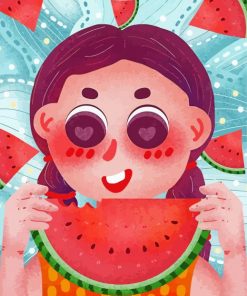 Cartoon Girl With Watermelon Paint By Numbers