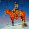 Cowboy And Dog In Snow Paint By Numbers