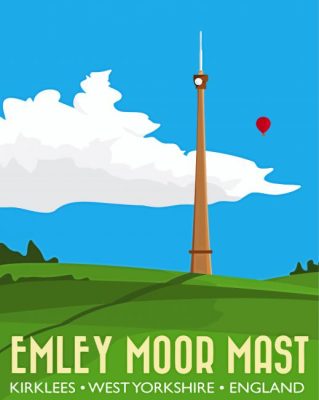 Emley Moor Mast Poster Art Paint By Numbers