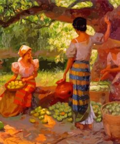 Fruit Pickers Harvesting Under The Mango Tree By Fernando Amorsolo Paint By Numbers